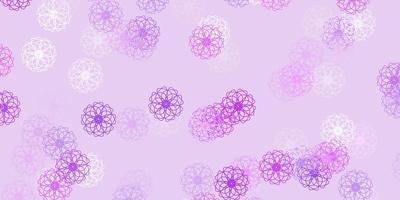 motif de doodle vecteur violet clair avec des fleurs.