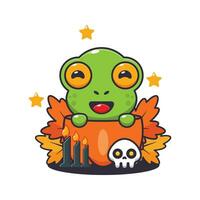 mignonne grenouille dans Halloween citrouille. vecteur