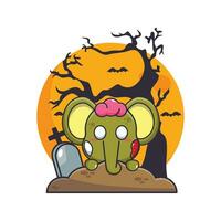 zombi l'éléphant monter de cimetière dans Halloween journée. vecteur
