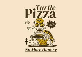 tortue pizza, non plus affamé, mascotte personnage de une tortue en portant une Pizza vecteur