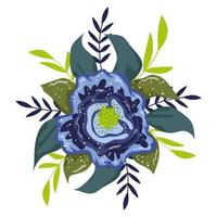 fleur bleue feuilles feuillage isolé design vecteur
