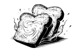 pain grillé tranches esquisser. pain gravure dans main tiré style vecteur illustration.