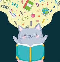 livre de lecture de chat mignon vecteur