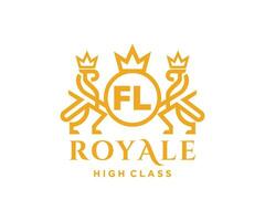 d'or lettre fl modèle logo luxe or lettre avec couronne. monogramme alphabet . magnifique Royal initiales lettre. vecteur