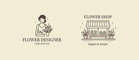 vecteur logotype pour fleur boutique, luxe beauté salon, mode, soins de la peau, cosmétique.