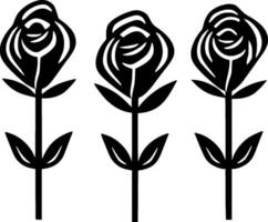 des roses - noir et blanc isolé icône - vecteur illustration