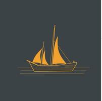 bateau ligne vecteur logo Orange Couleur sur noir Contexte