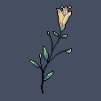 Jaune fleur dans pixel art style vecteur