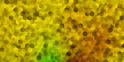 texture de vecteur vert foncé, jaune avec des hexagones colorés.