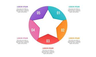 infographie étoile conception modèle. 5 processus à succès. vecteur illustration.