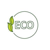 éco produit autocollant, étiqueter, badge. écologie icône. timbre modèle pour biologique des produits avec vert feuilles. vecteur illustration isolé sur blanc Contexte