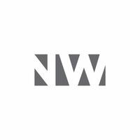 monogramme du logo nw avec modèle de conception de style d'espace négatif vecteur