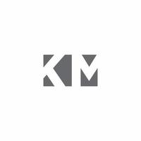 monogramme de logo km avec modèle de conception de style d'espace négatif vecteur