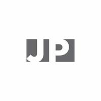 monogramme du logo jp avec modèle de conception de style d'espace négatif vecteur