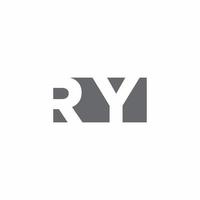 monogramme du logo ry avec modèle de conception de style d'espace négatif vecteur