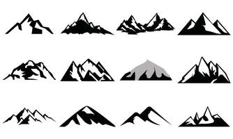 Montagne silhouette ensemble. rocheux montagnes icône ou logo collection. vecteur illustration.