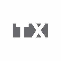 monogramme du logo tx avec modèle de conception de style d'espace négatif vecteur