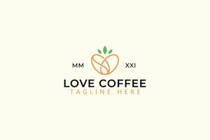 café haricot Naturel cœur forme logo concept vecteur