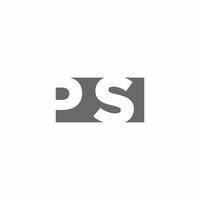 monogramme du logo ps avec modèle de conception de style d'espace négatif vecteur