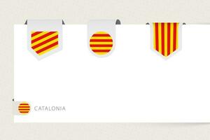 étiquette drapeau collection de Catalogne dans différent forme. ruban drapeau modèle de Catalogne vecteur