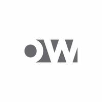 monogramme du logo ow avec modèle de conception de style d'espace négatif vecteur