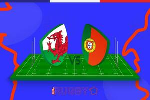 le rugby équipe Pays de Galles contre le Portugal sur le rugby champ. le rugby stade sur abstrait Contexte pour international championnat. vecteur