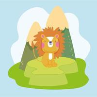 dessin animé mignon lion vecteur