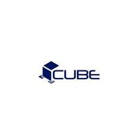 bleu cube logo conception vecteur