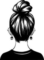 désordonné chignon, minimaliste et Facile silhouette - vecteur illustration