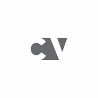 monogramme de logo cv avec modèle de conception de style d'espace négatif vecteur