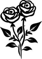 des roses - noir et blanc isolé icône - vecteur illustration