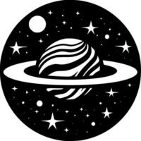 galaxie - noir et blanc isolé icône - vecteur illustration