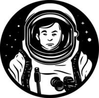 astronaute - noir et blanc isolé icône - vecteur illustration