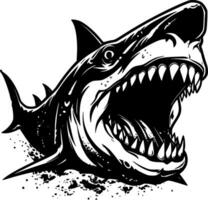 requin - noir et blanc isolé icône - vecteur illustration