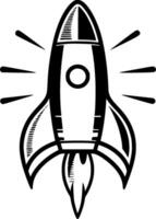 fusée, noir et blanc vecteur illustration
