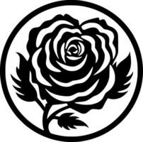 Rose - noir et blanc isolé icône - vecteur illustration