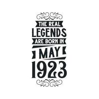 née dans mai 1923 rétro ancien anniversaire, réel Légende sont née dans mai 1923 vecteur