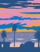 clair de lune Etat plage dans encinitas Californie wpa affiche art vecteur
