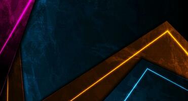 coloré néon laser lignes sur grunge lumineux mur Contexte vecteur