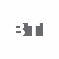 monogramme du logo bt avec modèle de conception de style d'espace négatif vecteur