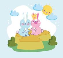 dessin animé de lapins mignons vecteur