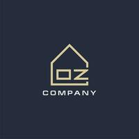 initiale lettre oz réel biens logo avec Facile toit style conception des idées vecteur