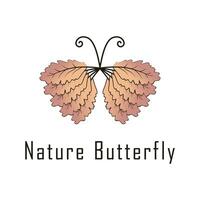 papillon logo concept avec feuille, la nature papillon. vecteur