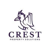 crête logo conception oiseau bâtiment appartement réel biens vecteur