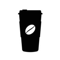 papier café tasse avec couvercle silhouette. noir et blanc icône conception éléments sur isolé blanc Contexte vecteur