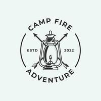 camp Feu logo icône ancien conception, camping logo image Facile conception illustration. vecteur