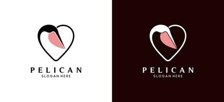 pélican logo conception vecteur illustration avec Créatif l'amour concept