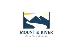 vecteur silhouette de montagnes avec rivière logo illustration conception, rivière et Montagne logo dans panoramique boîte