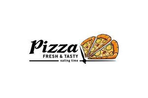 moderne Pizza logo conception modèle avec Créatif temps concept vecteur