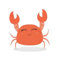 mignonne et marrant Crabe dessin animé personnage isolé dans blanc Contexte. marrant Crabe illustration, mignonne rouge crabe. vecteur